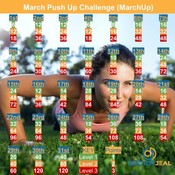 March 'MarchUp' Push Up Exercise Challenge